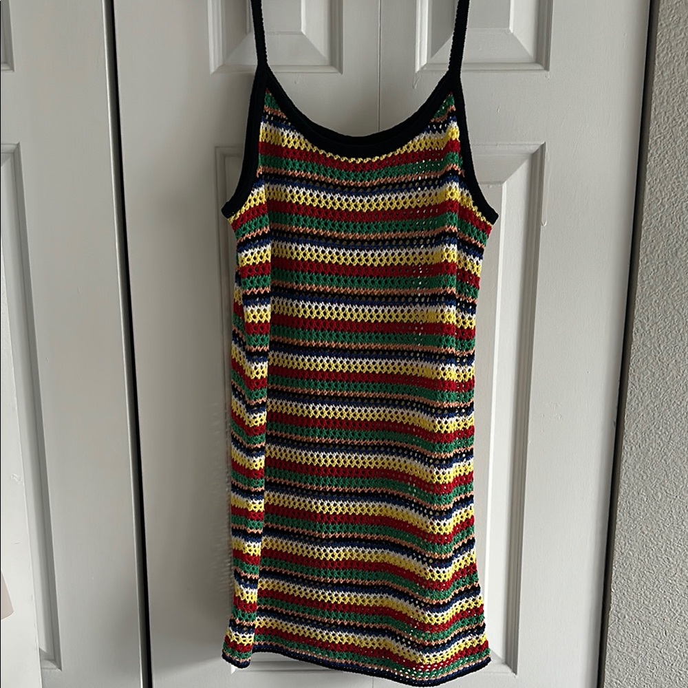 Multicolor Striped Crochet Dress